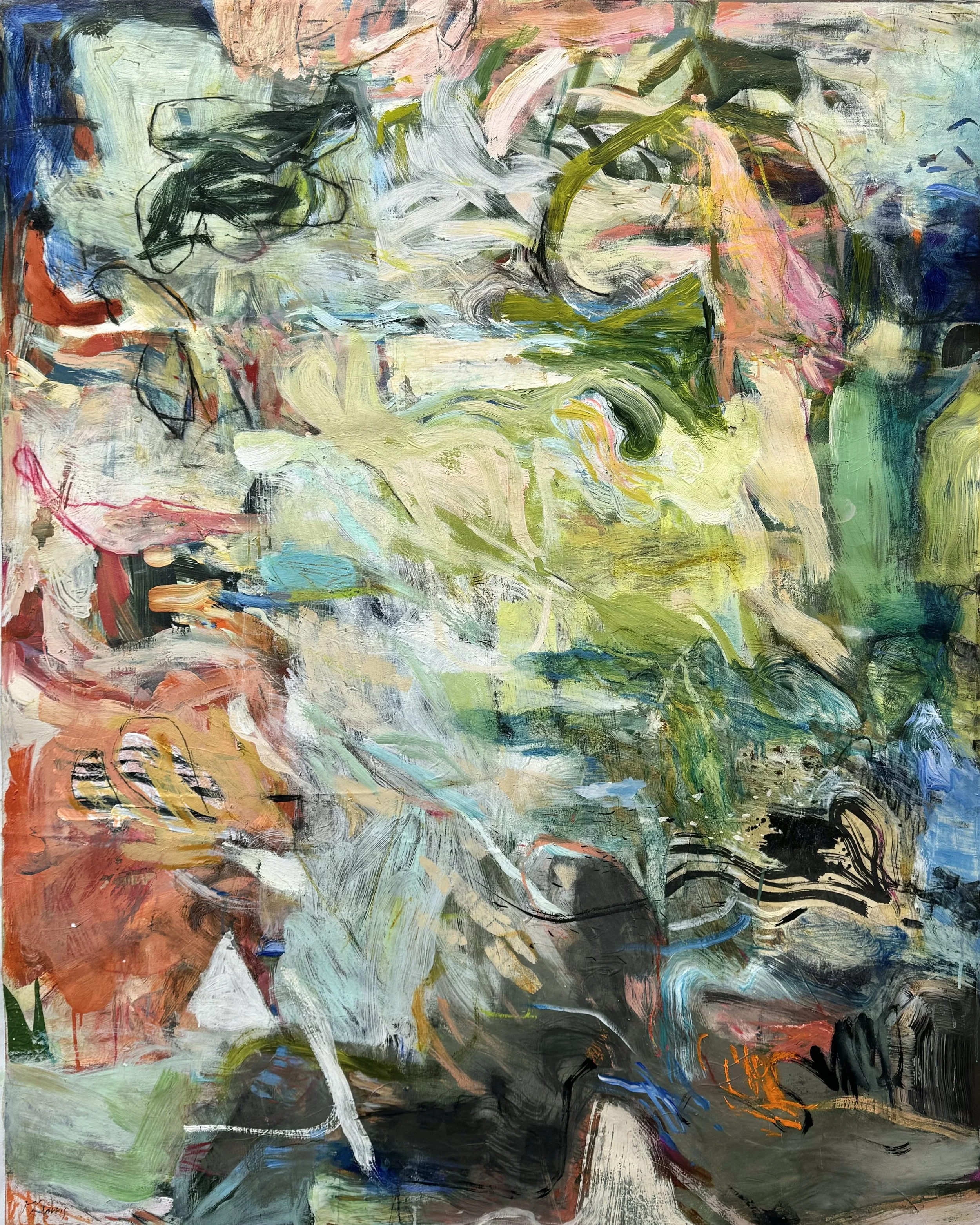 SOMETIMES GREEN, SOMETIMES GREY 60" x 48"  
Mixed media on canvas
(SOLD)