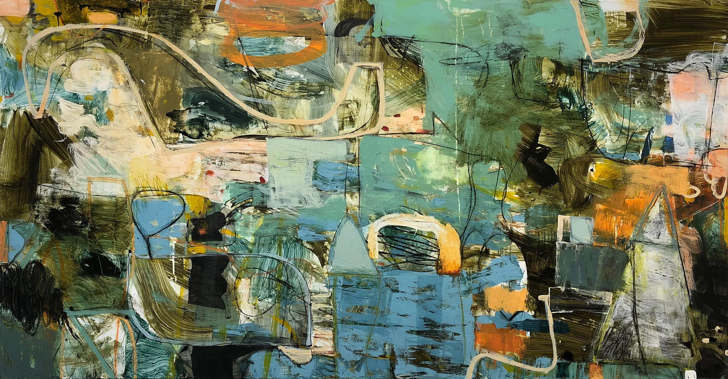SWANSONG 36" X 72"
Acrylic, crayon, ink on canvas