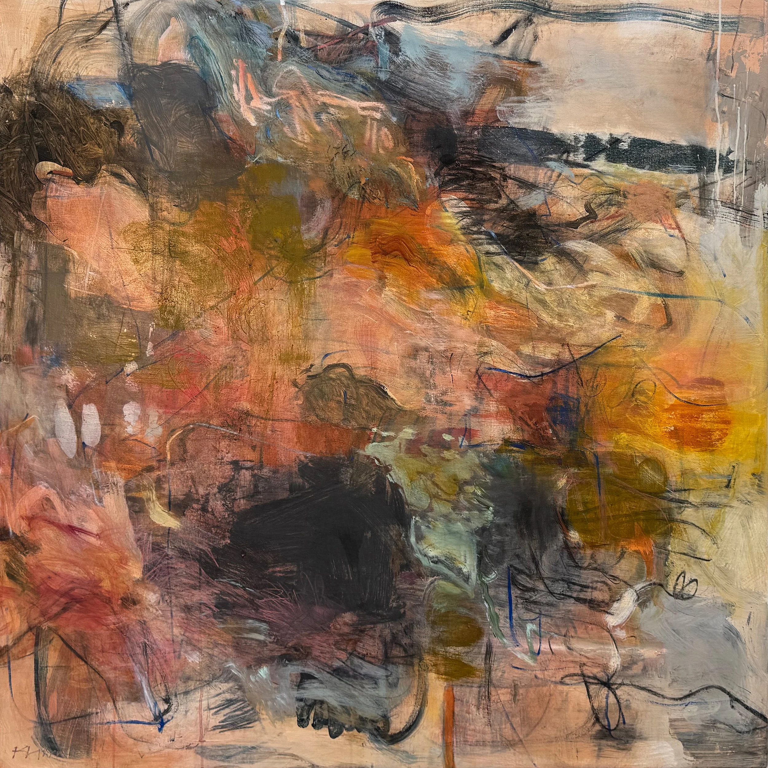 HERE I SIT 48" X 48"
Mixed media on  unprimed canvas
