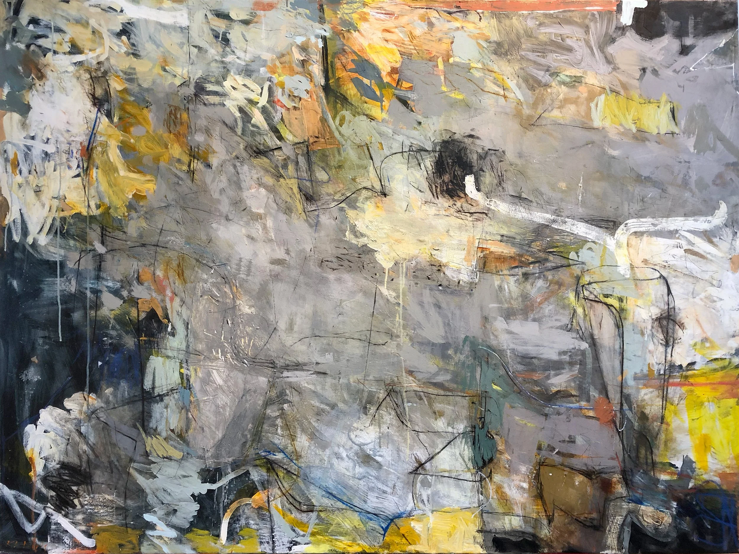HOME ON THE RANGE 42" X 56"
Acrylic, crayon, plaster, glazing