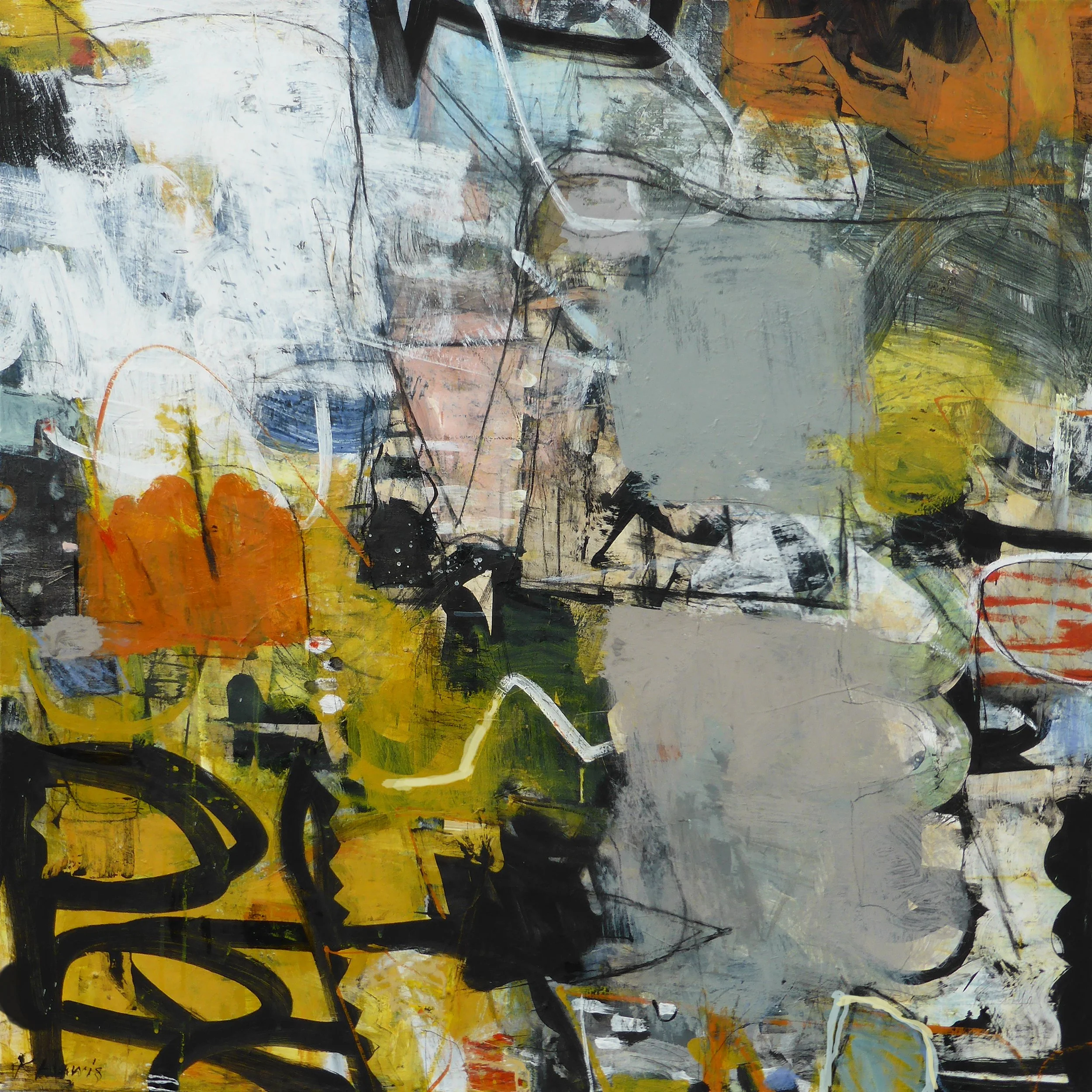 MOONSHINE 36" X 36"
Acrylic, graffiti paint, plaster on canvas