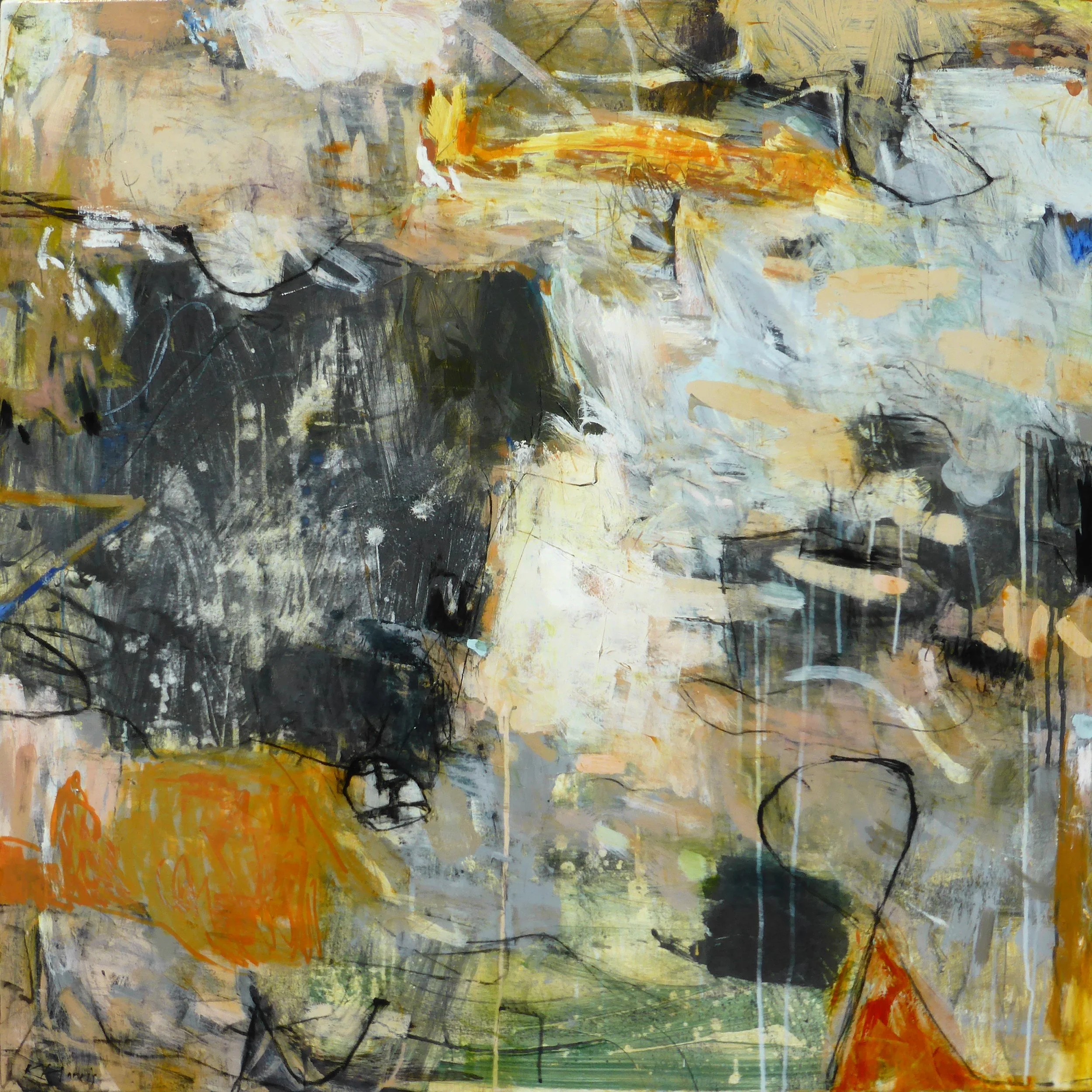 SURFACE & GROUND 40" X 40
Graphite, acrylic pastel on canvas