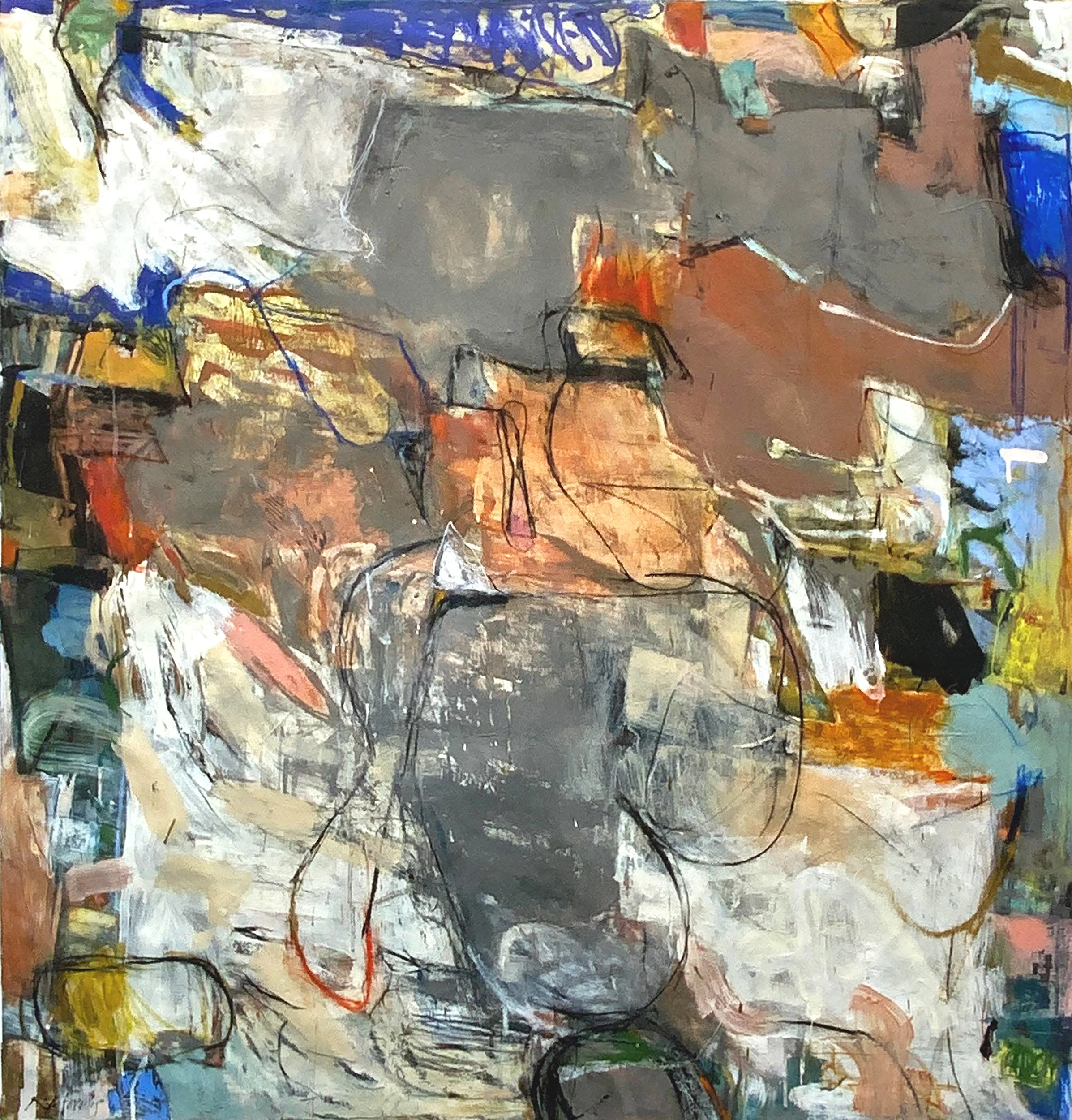 HOMESICK 47" X 45"
Acrylic, crayon, oil stick