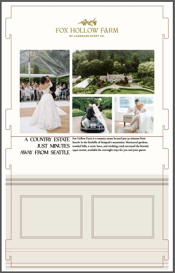 Wedding venue brochure for Fox Hollow Farm in Seattle area