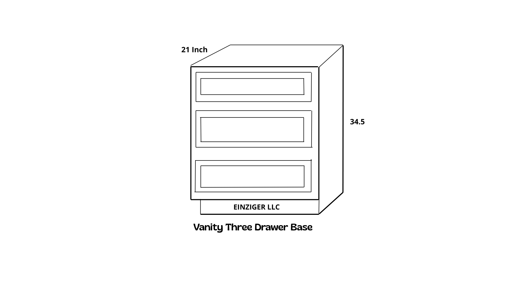 Vanity Three Drawer Base Shaker Style