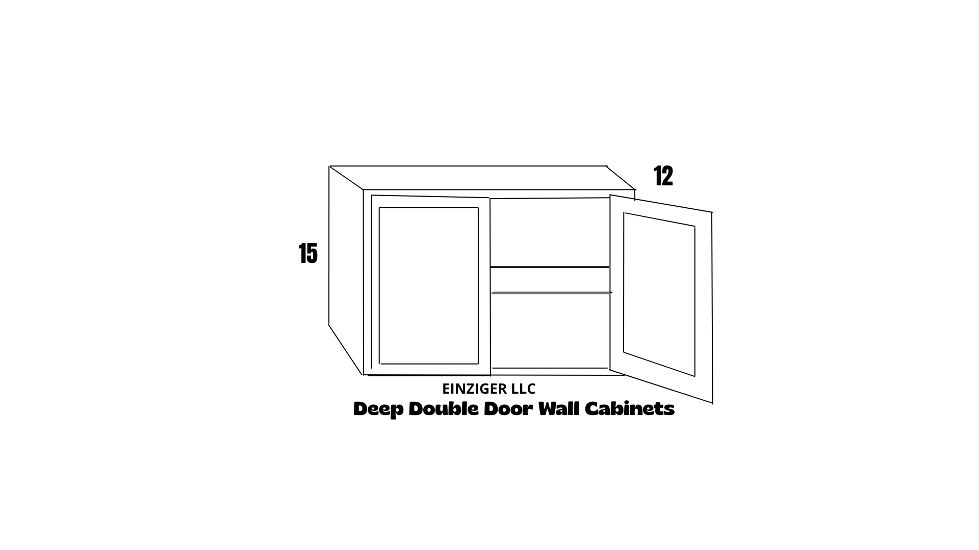 Double Door Wall Cabinet (15" H) Shaker Style