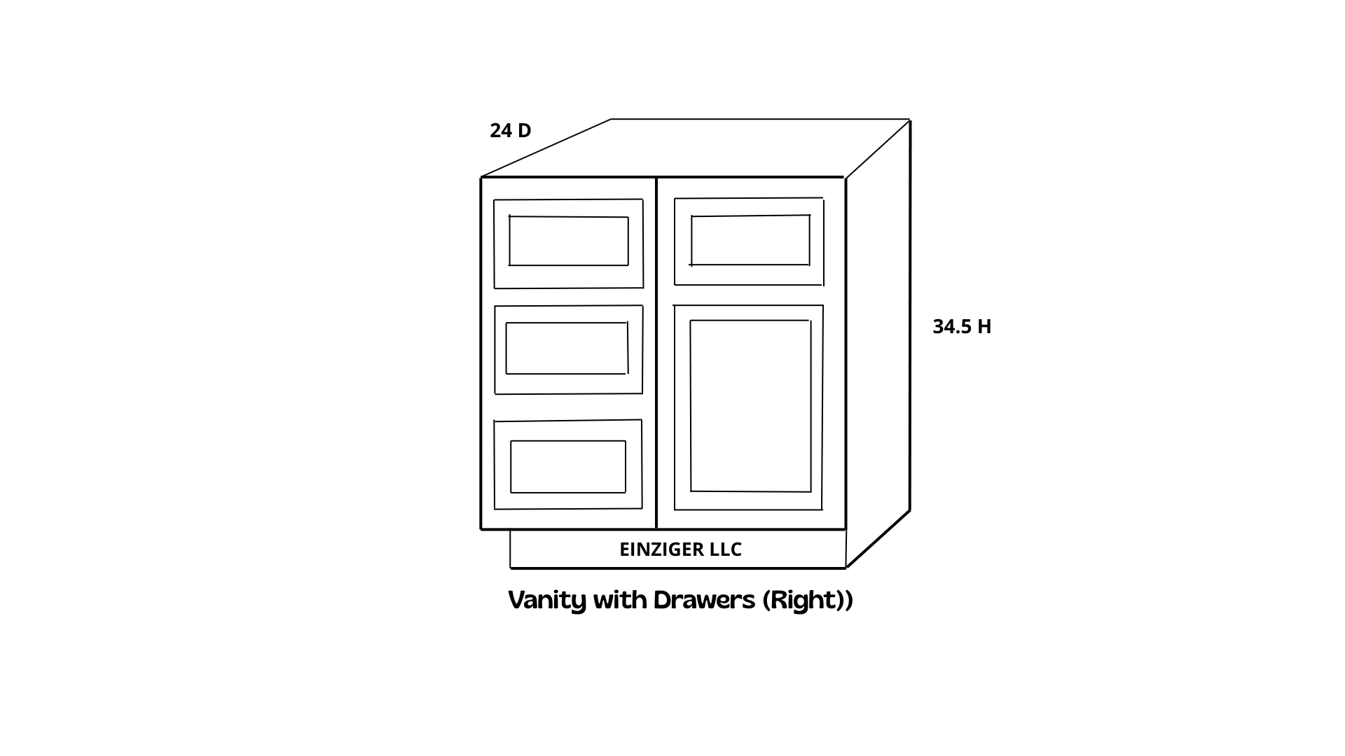 Vanity Right Drawers Shaker Style