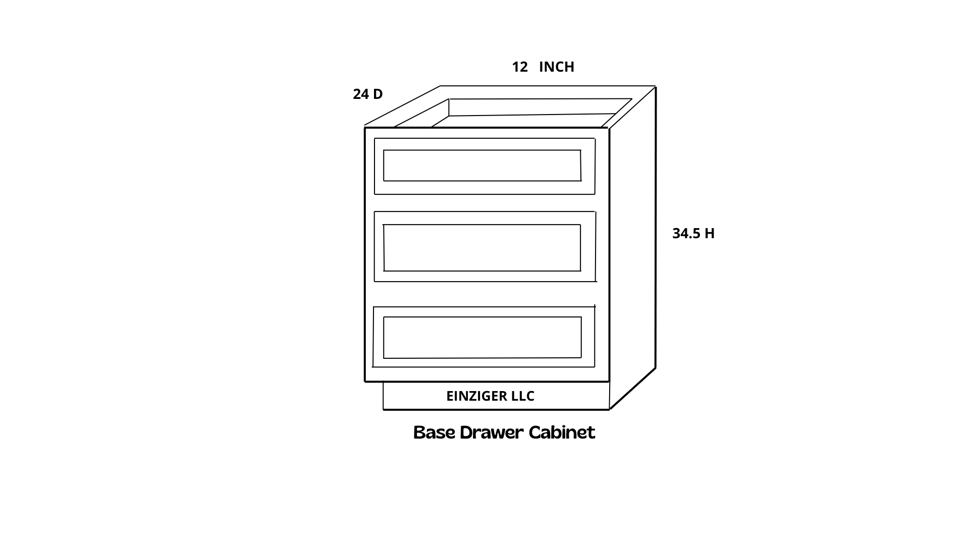 3 Drawers Base Cabinet Shaker Style