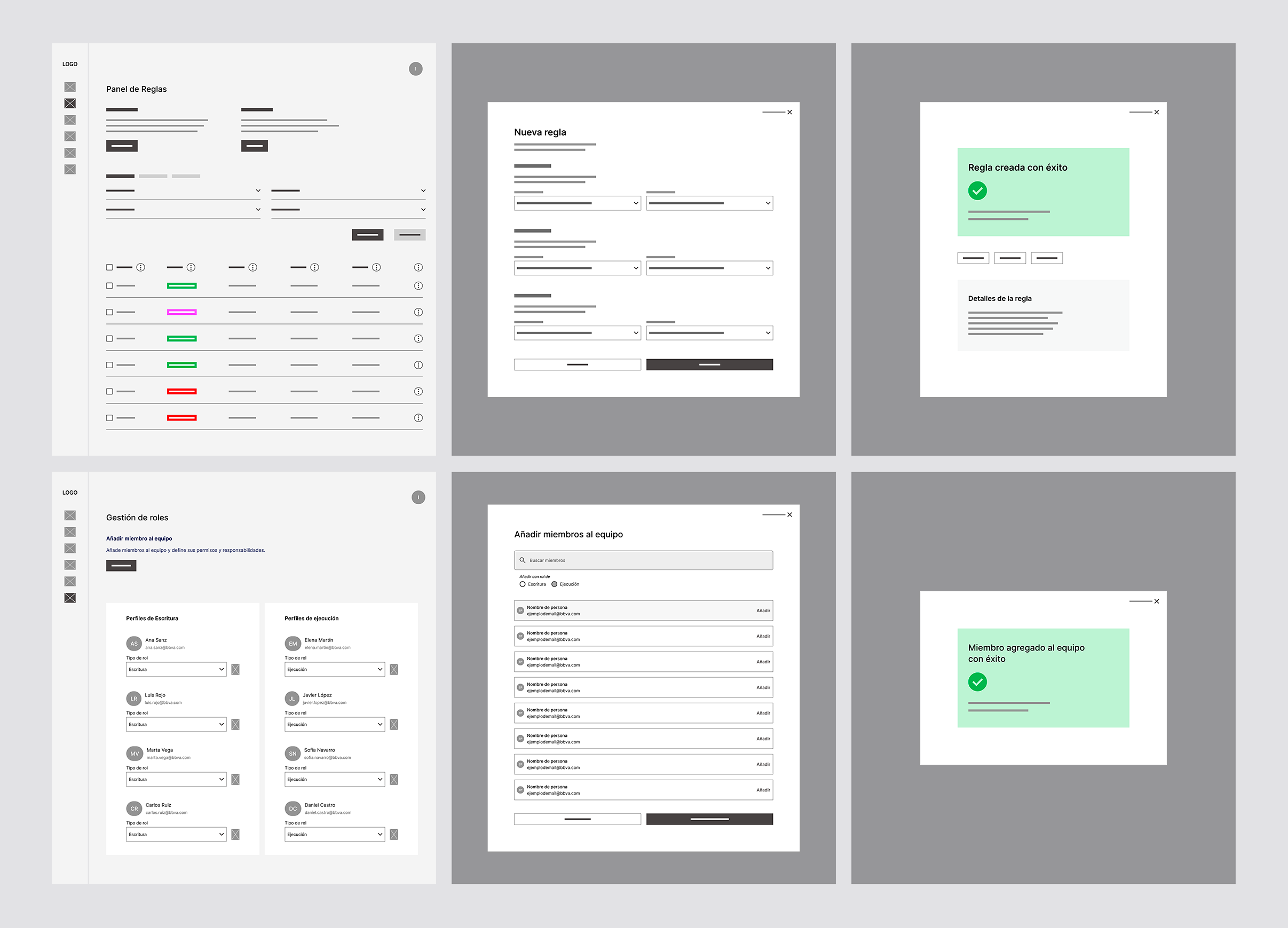 Banking Tool wireframes