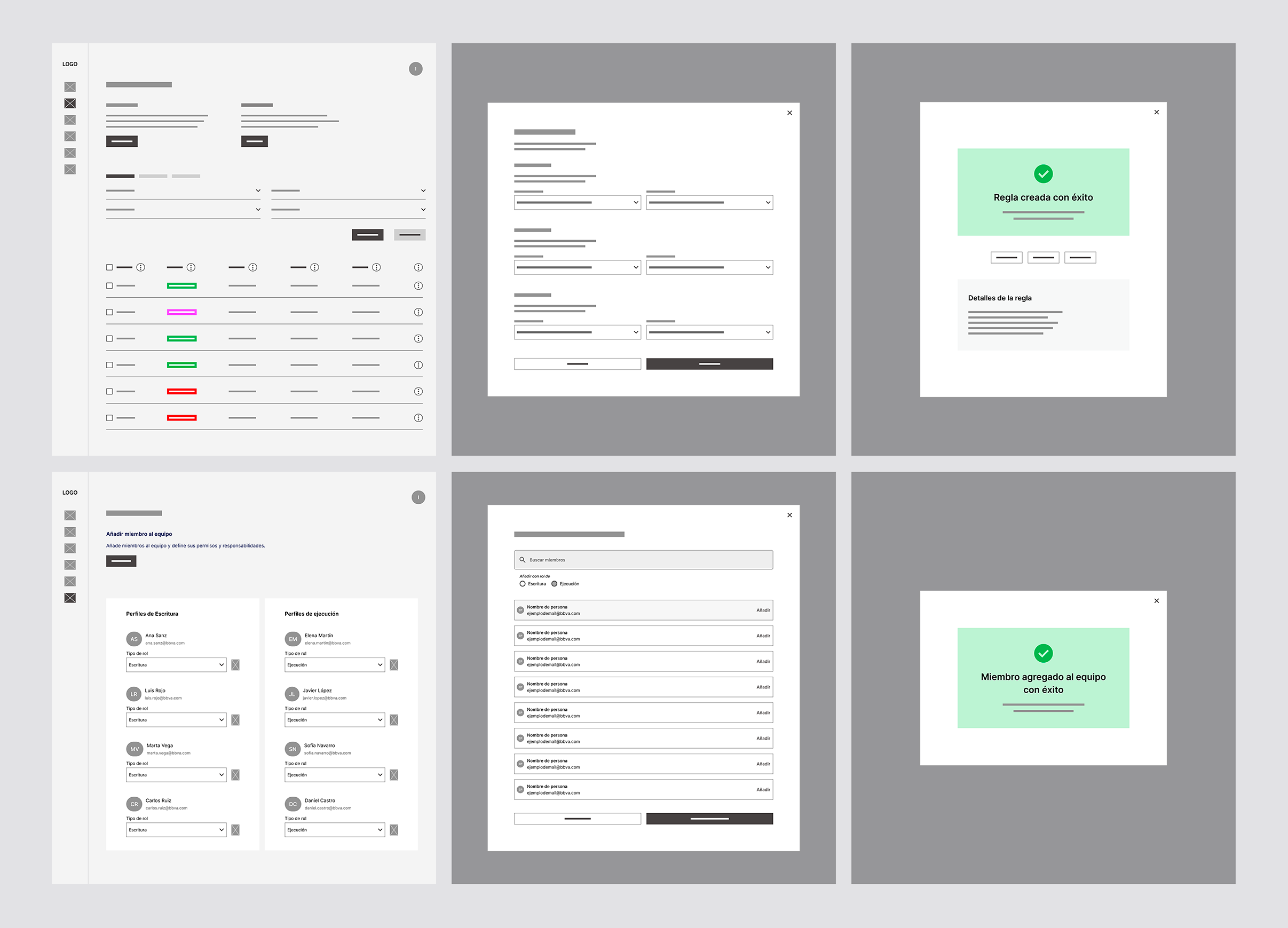 Banking Tool wireframes