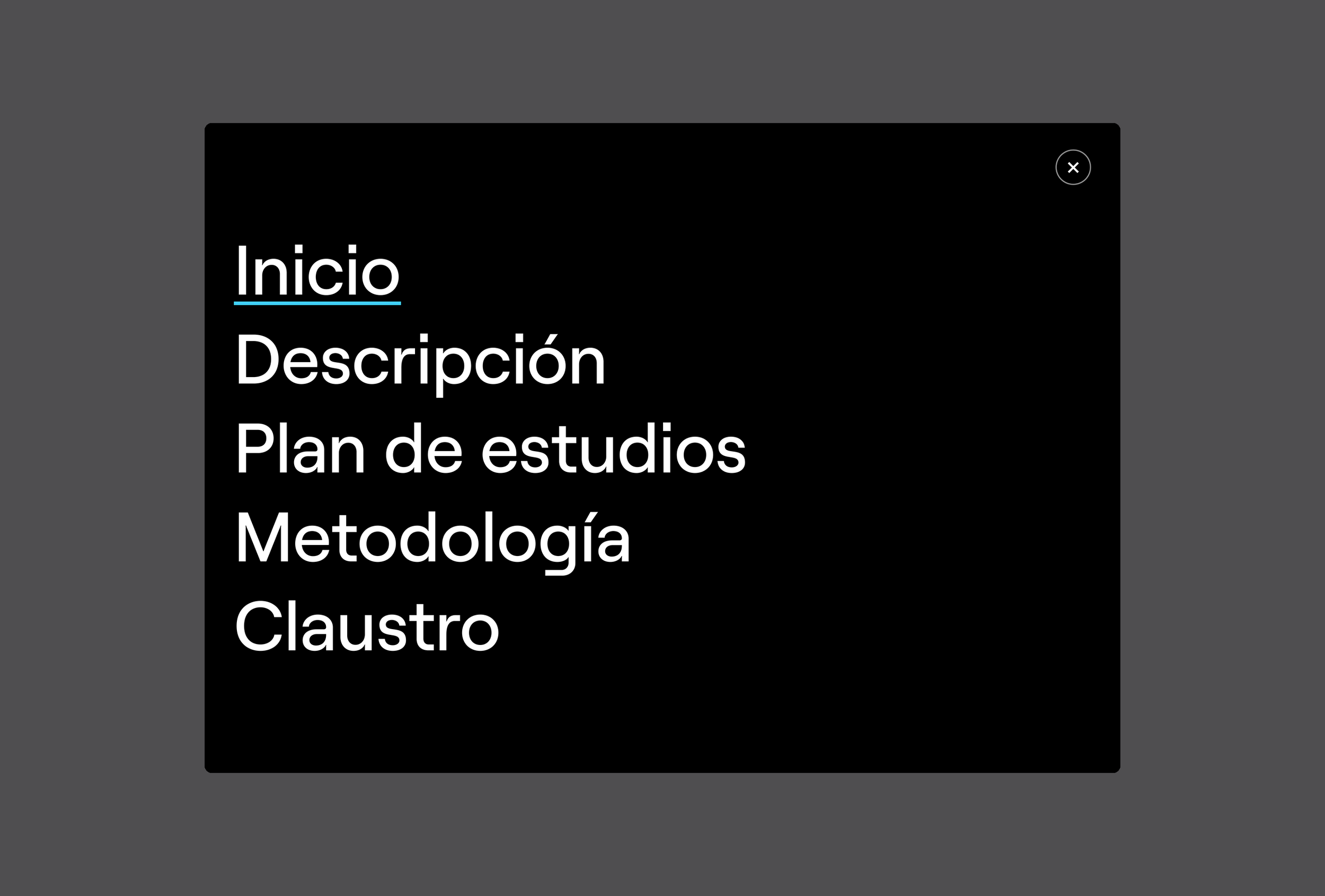 UNIR Executive Master – Example Menu