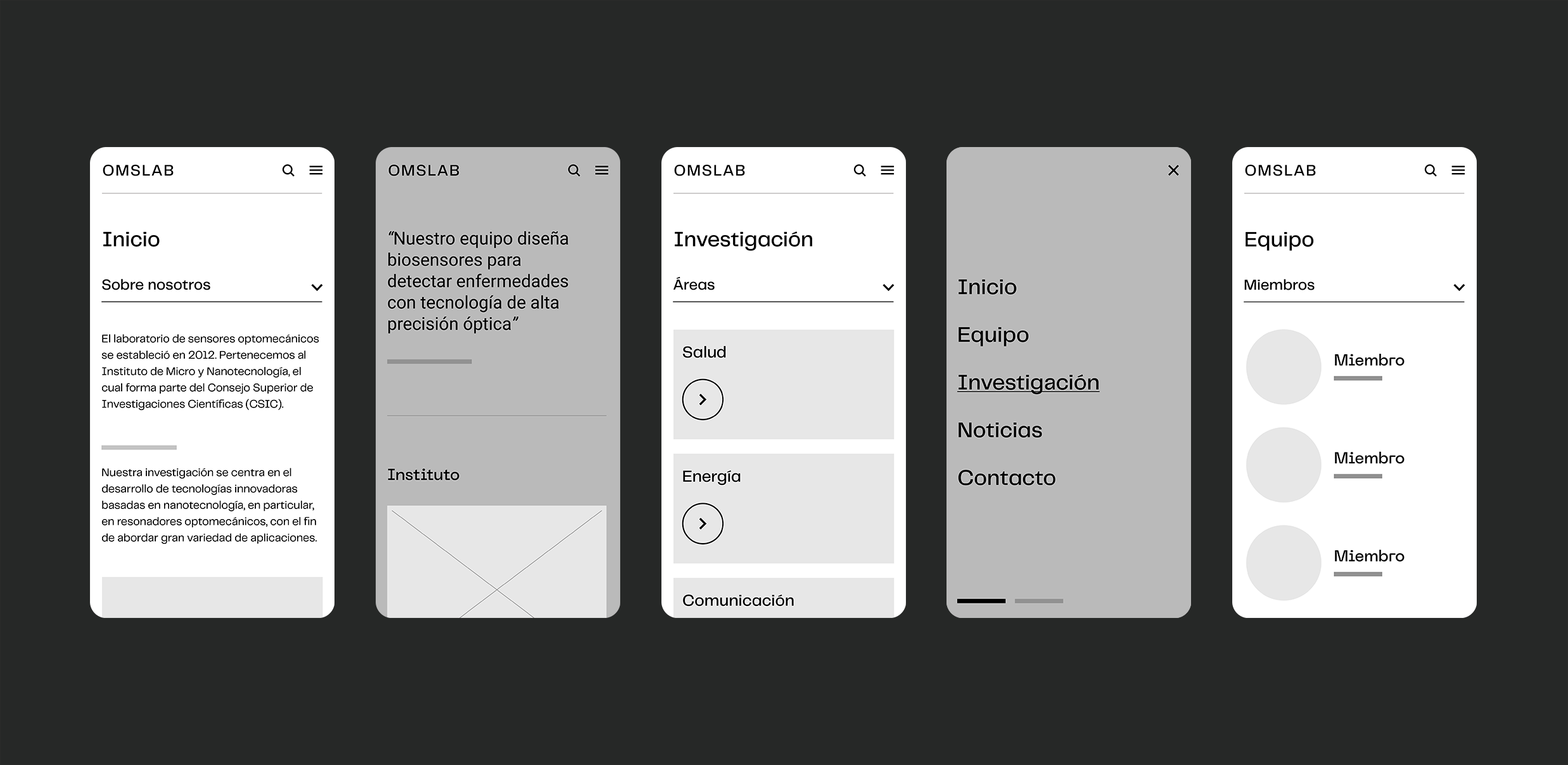 OMSLAB Wireframes