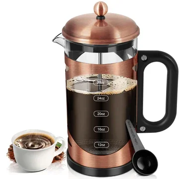 This French coffee machine uses borosilicate glass which is a basic type of glass with acceptable strength and can withstand high temperatures. Compared to other French coffee machines it is a winner!