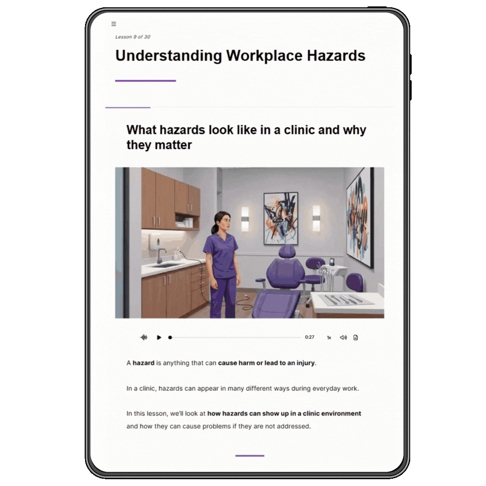 Workplace hazard training for dental and orthodontic clinics