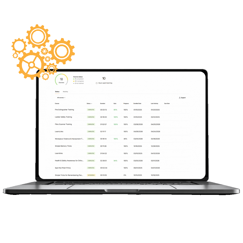 Dental clinic training LMS with course tracking and progress