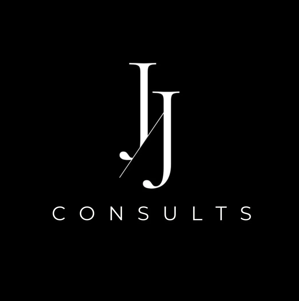 Stylish black and white logo with overlapping initials J and L, and the word 'Consults' below in white capital letters.