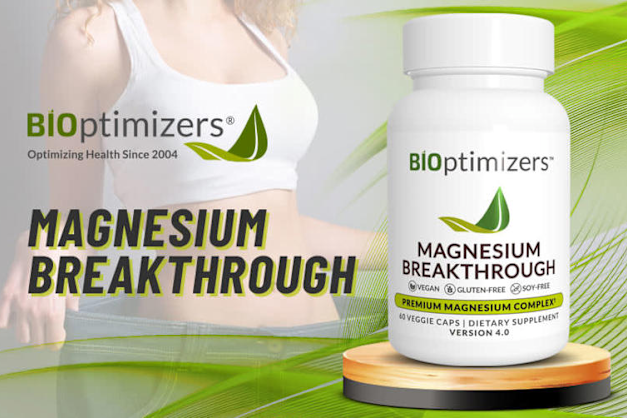 Magnesium Breakthrough is a dietary supplement by BiOptimizers containing seven forms of magnesium (chelate, citrate, bisglycinate, malate, succinate, taurate, orotate) to support overall health. It aims to address magnesium deficiency, which is comm