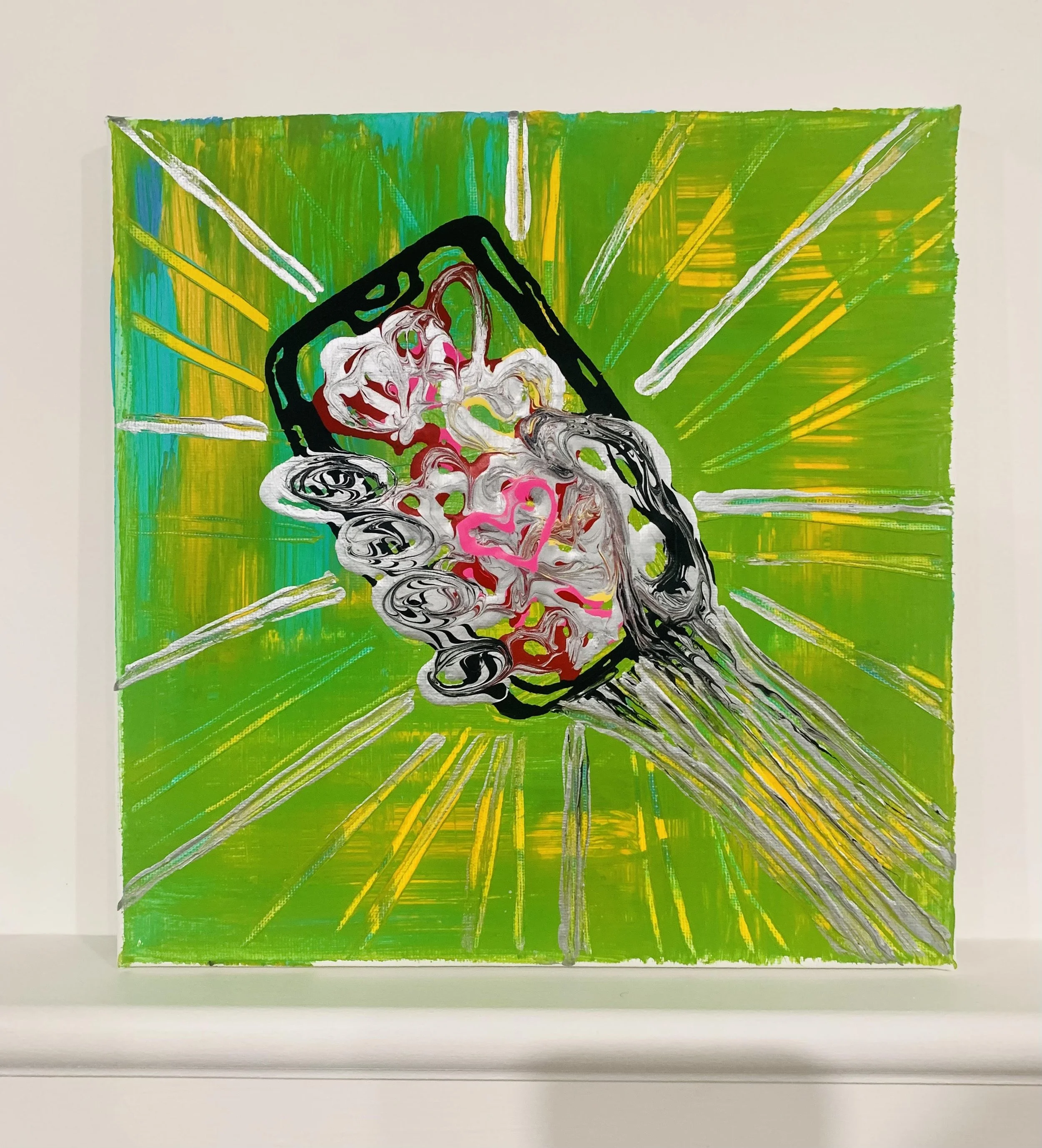 "Where Do I Begin?” Our relationship with our phones. 10x10 - Price $68 (CAN). Use the Contact section of the website and send me an email to buy. I will ship to you directly.