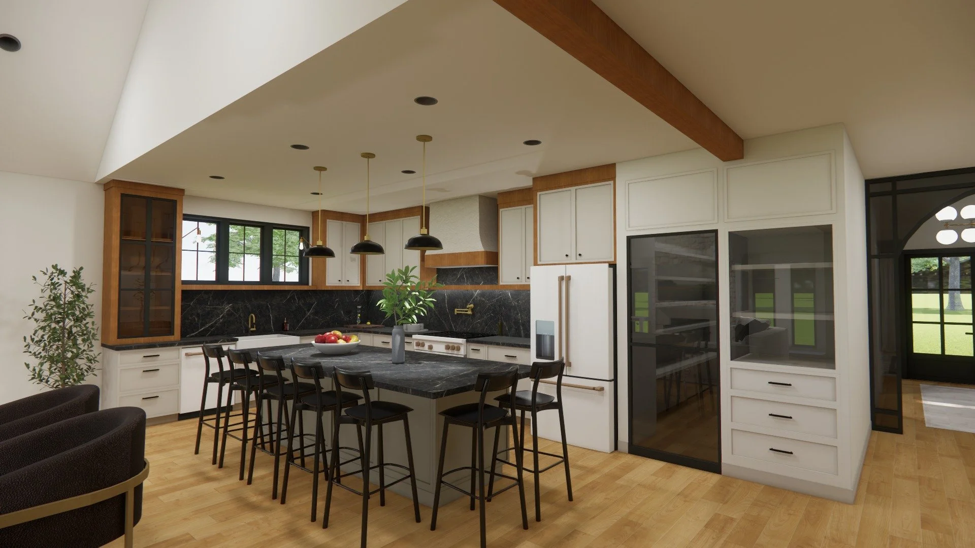 Rendering vs. mood board for this modern kitchen! This was such a fun project to work on and I can't wait to share more. What are y'all's thoughts on this design? 

 #centralarkansas #homeremodel #interiordesign #newconstruction #cabinetdrawings #kit