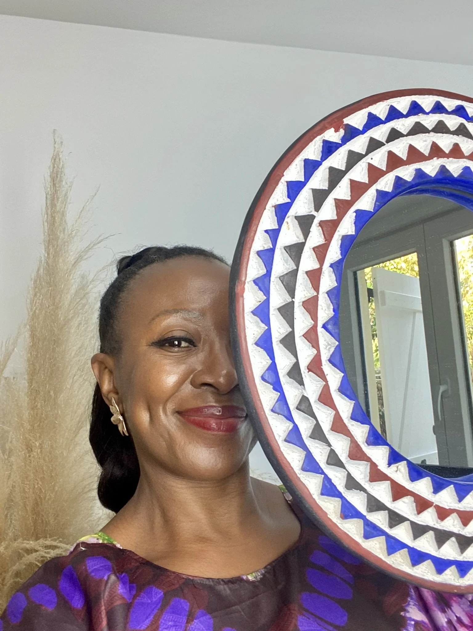 Les Couleurs du Paon - Miroir Bleu Yara - Bois Sculpté Main & Artisanat Ethnique Chic