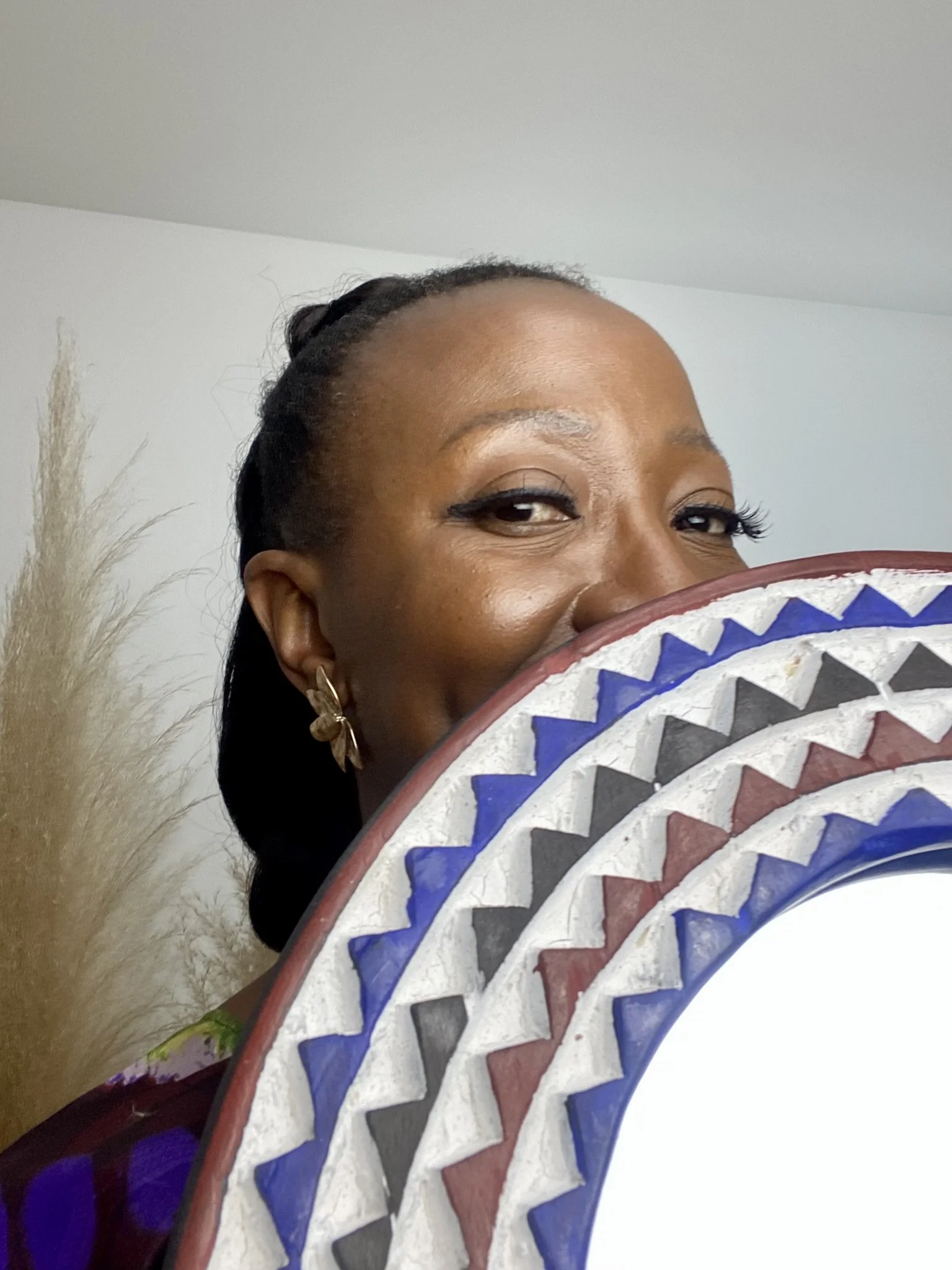 Les Couleurs du Paon - Miroir Bleu Yara - Bois Sculpté Main & Artisanat Ethnique Chic