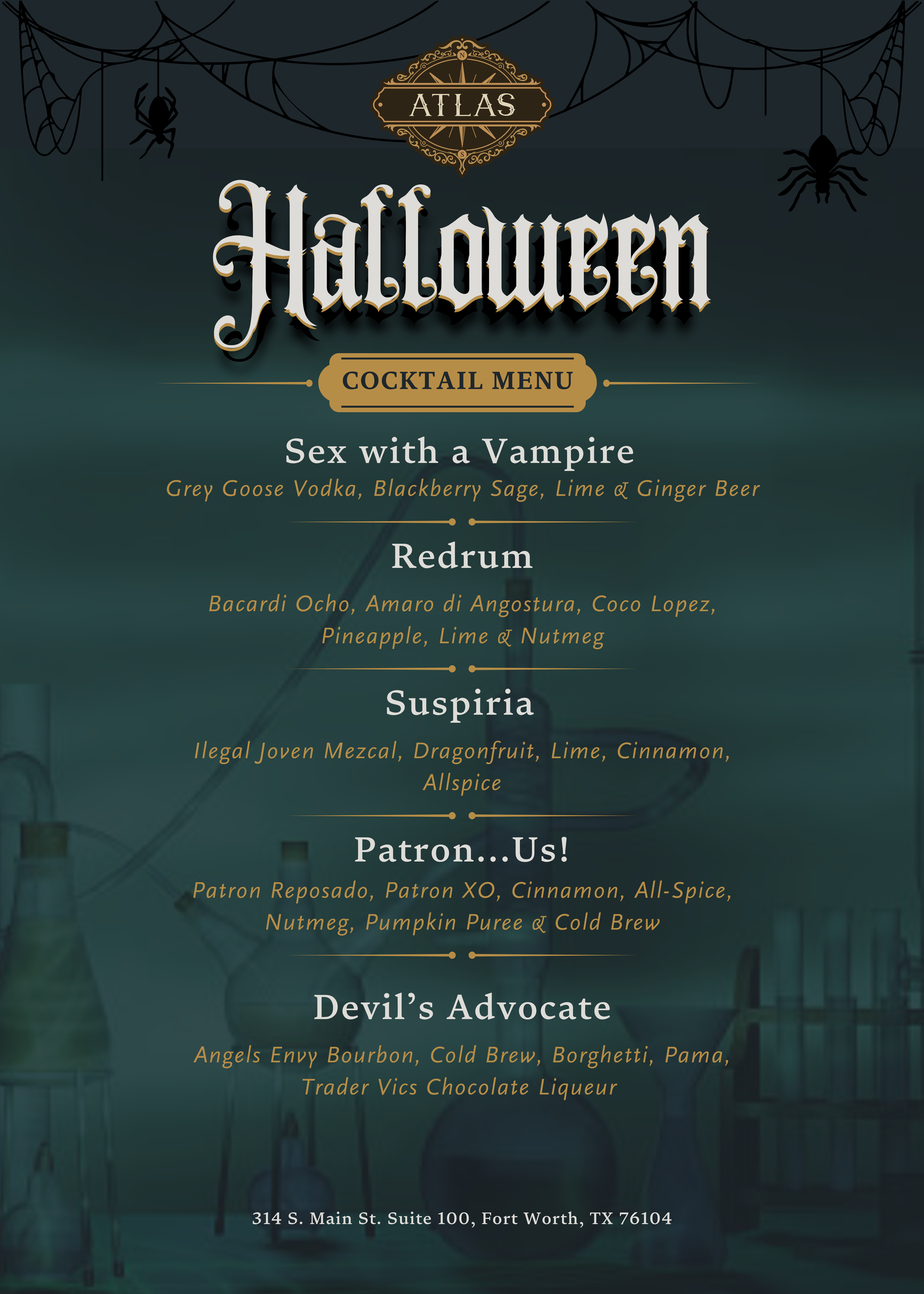 Halloween Menu at Atlas Ft Worth