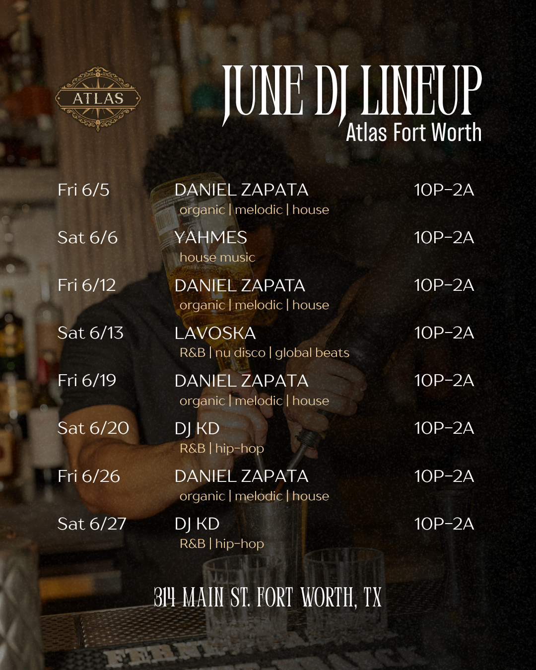 Atlas Fort Worth Dj Line Up Weekend Schedule