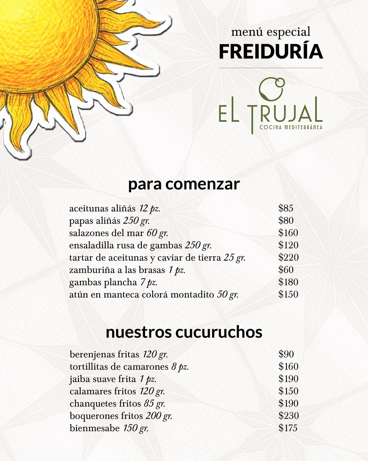 A partir de esta semana, en El Trujal te presentamos un men&uacute; especial pensado para disfrutar del calor, los partidos de f&uacute;tbol y la vida como se debe.

Esc&aacute;pate entre semana a la hora de la comida y date un respiro con platillos 