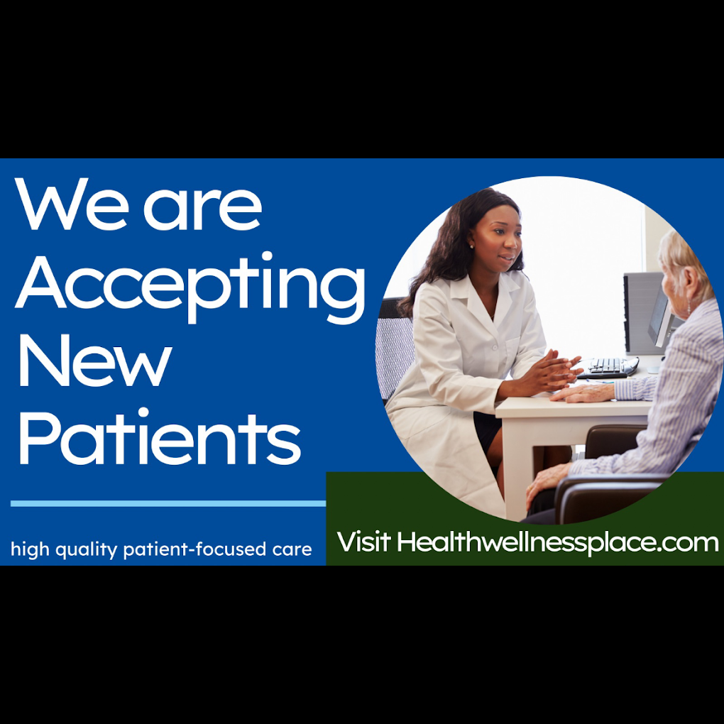 A healthcare professional talking to an elderly patient at a medical office,