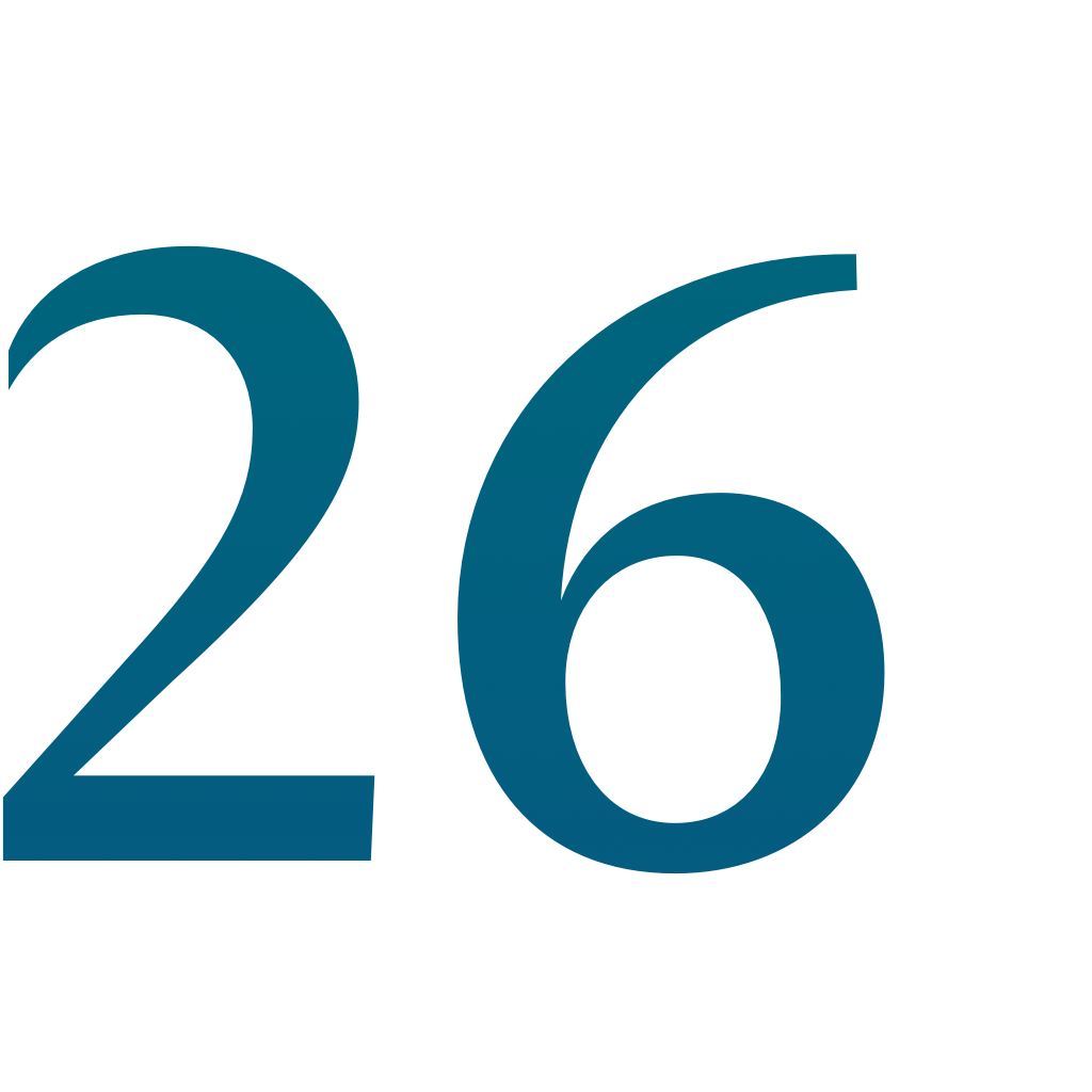 Number 26 in large print