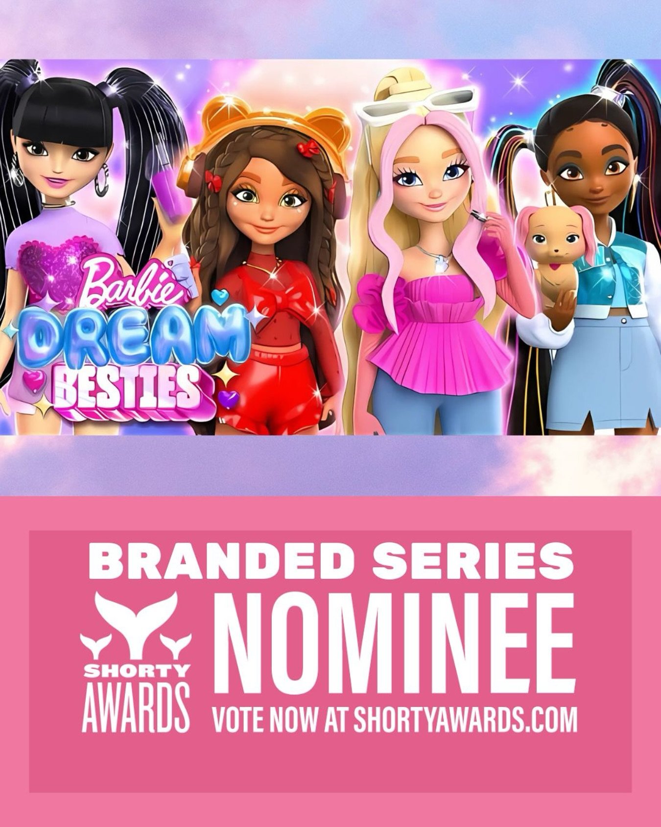 Barbie Dream Besties is nominated for the @shortyawards in the Branded Series category!!
✨
Dream Besties redefined what a doll franchise could be. Innovatively combining aspirational storytelling with cultural zeitgeist, it became a cross-platform po