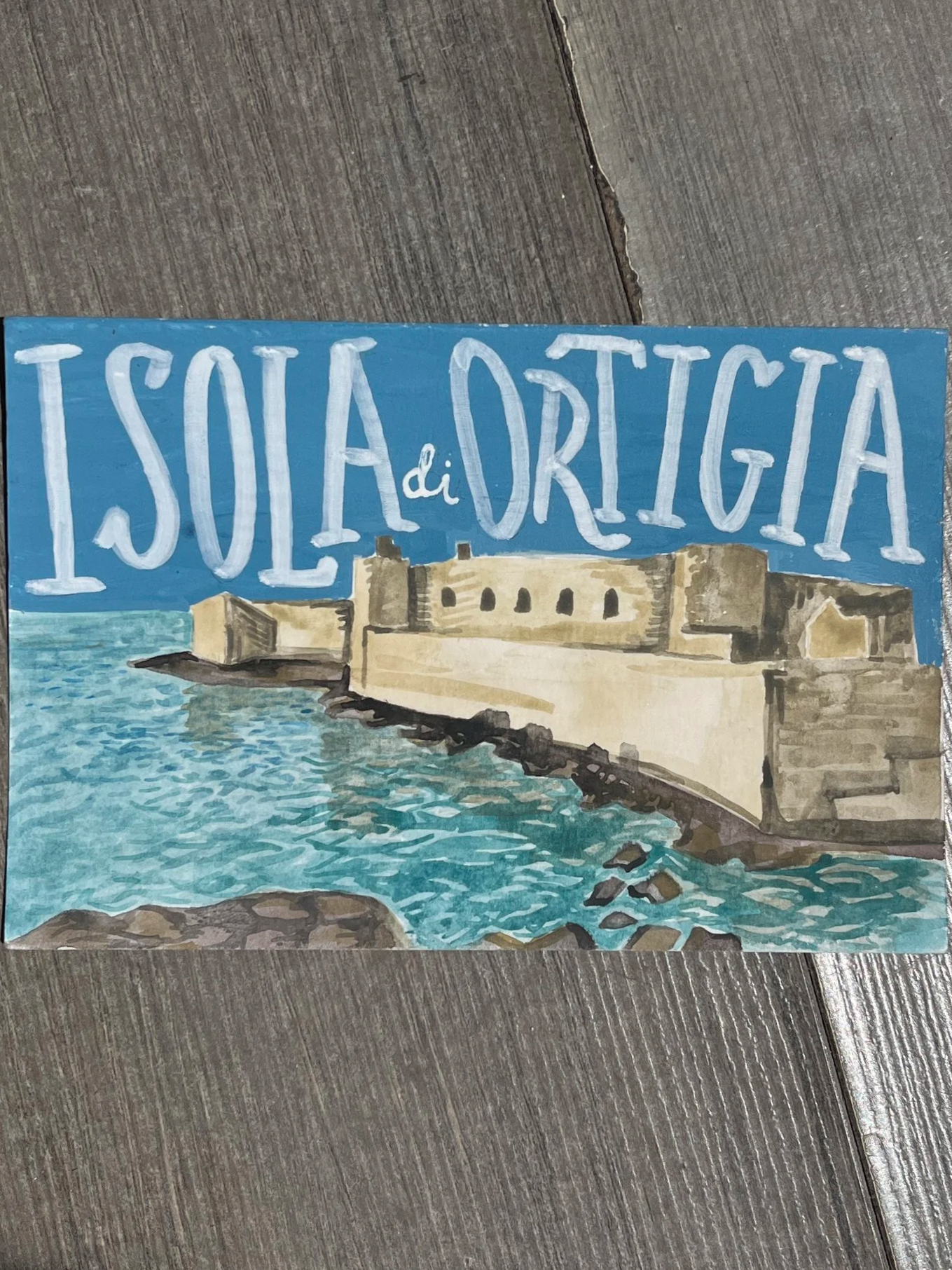 ortigia postcard : marker and watercolor