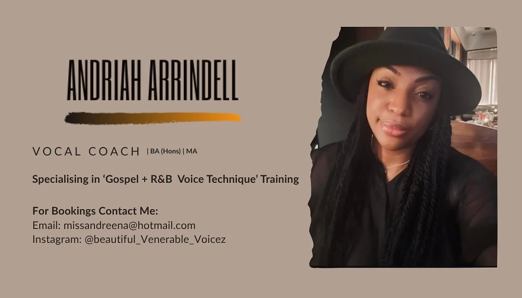 Hello all 👋🏾! 

From 2nd of December, I will be providing, Vocal Technique and a voice Conditioning Sessions and workshops every Tuesday. If you are interested in 1-2-1 Vocal Coaching or want to learn more about the Techniques used in R&amp;B voici
