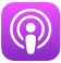 Apple Podcasts icon, purple background with white podcast symbol.