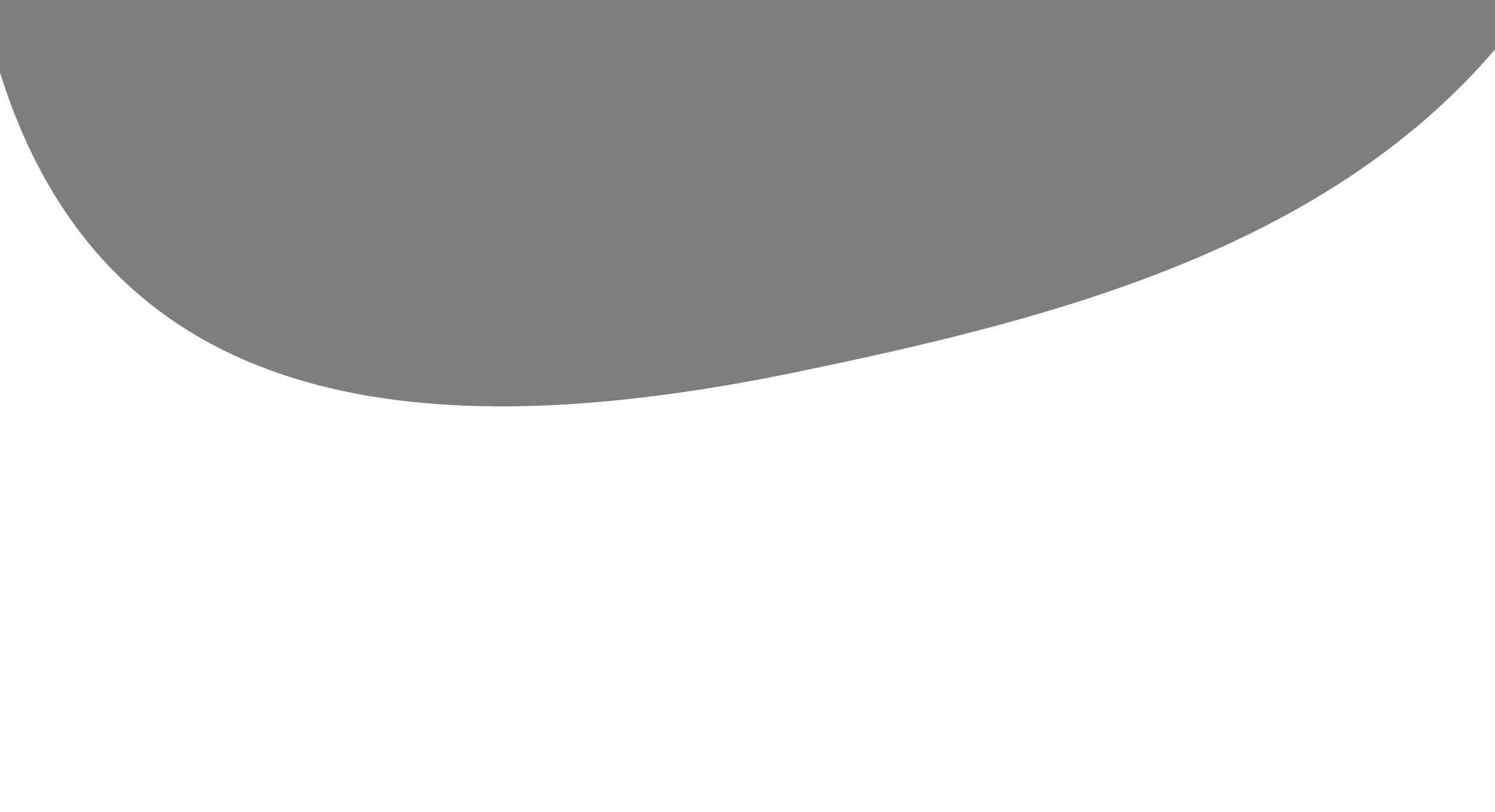 A gray circle touching the upper edge of the image, with a black background