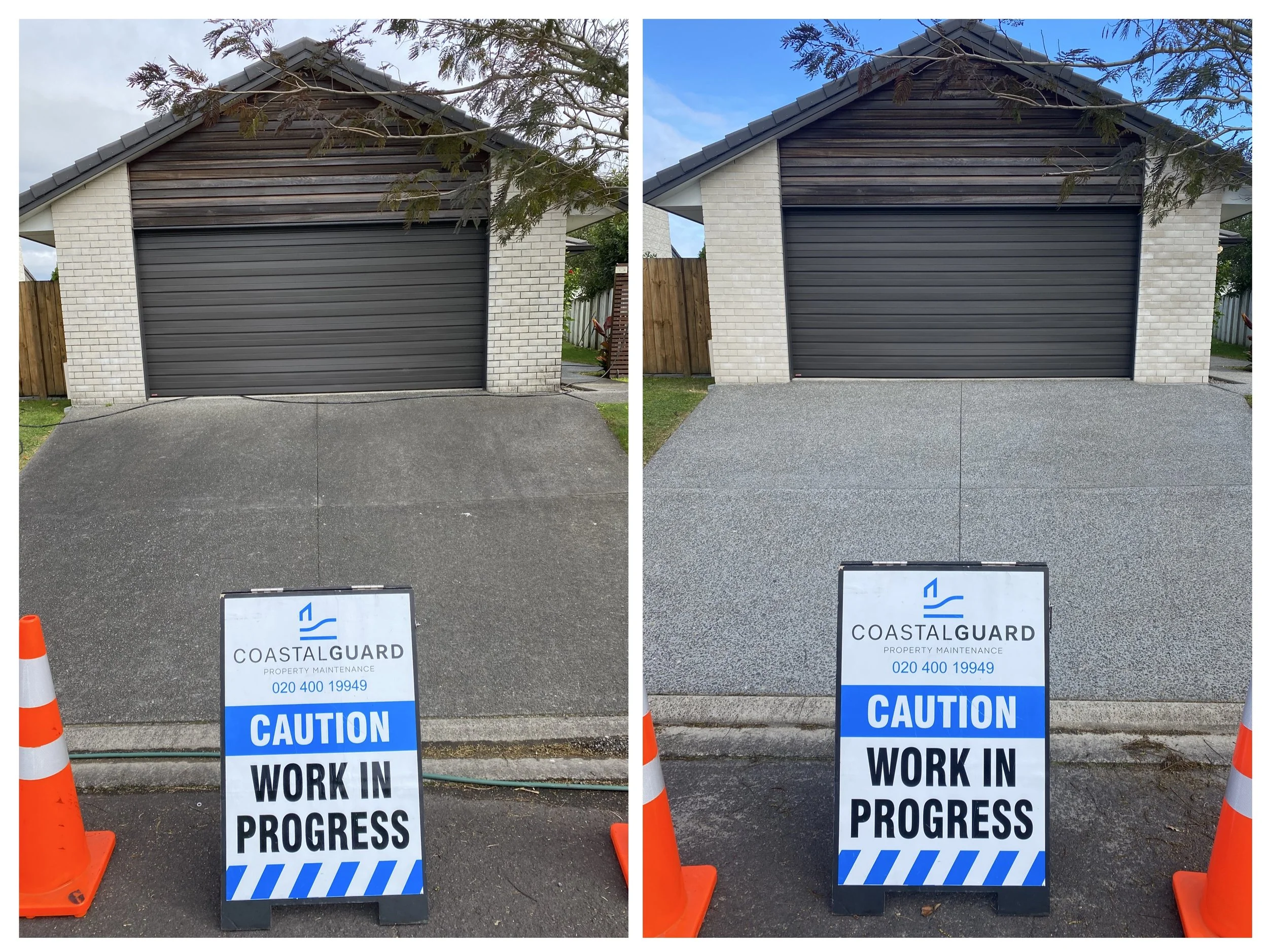 concrete pressure washing driveway