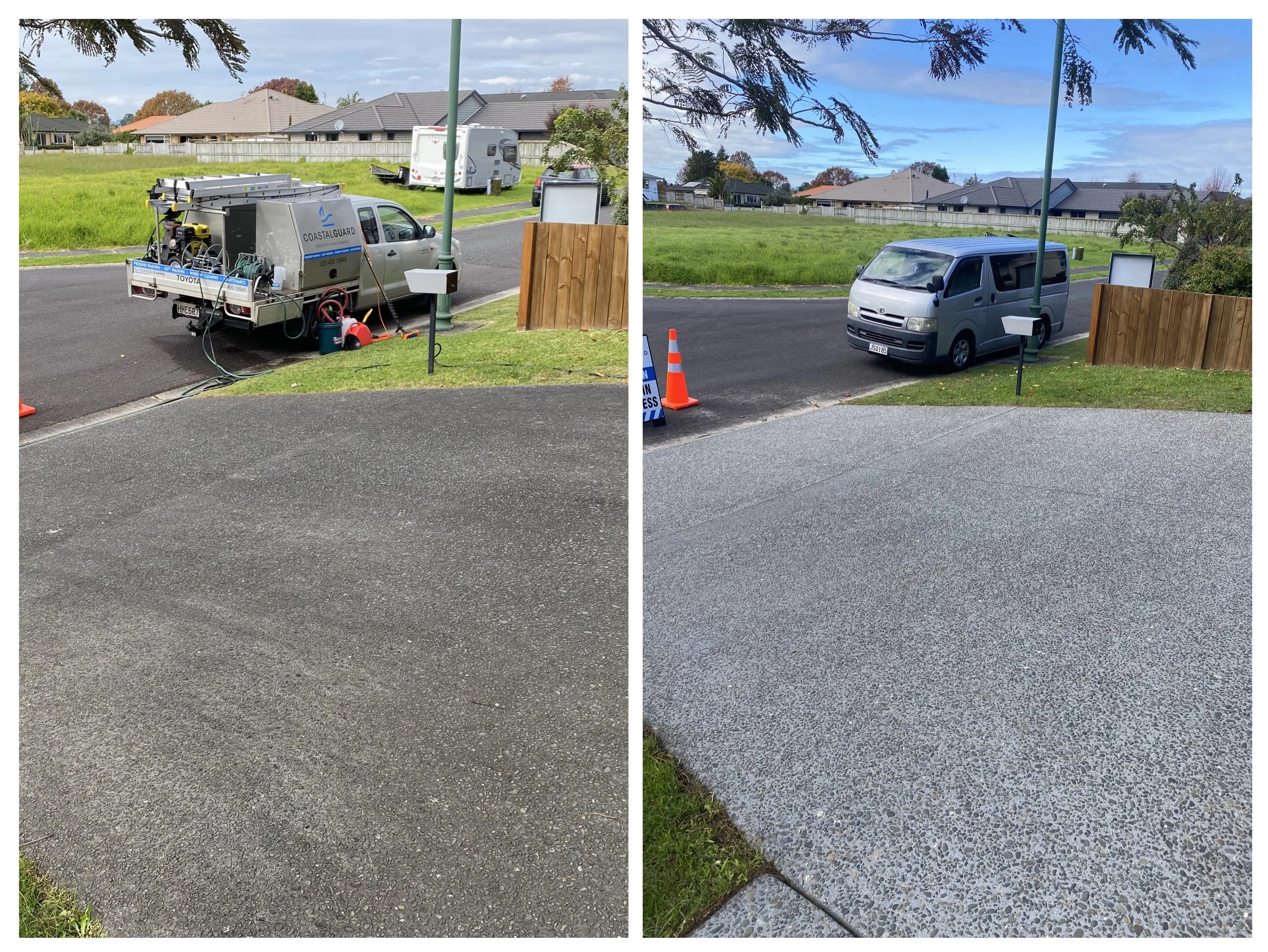 driveway exposed aggregate clean