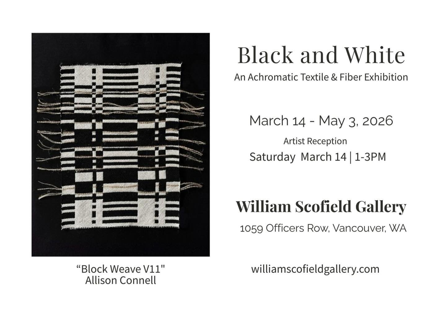 Now on view: Black &amp; White
An achromatic textile &amp; fiber exhibition exploring contrast, structure, and material through the absence of color.

If you missed the opening, there&rsquo;s still time to experience the show&mdash;plus, we&rsquo;ll 