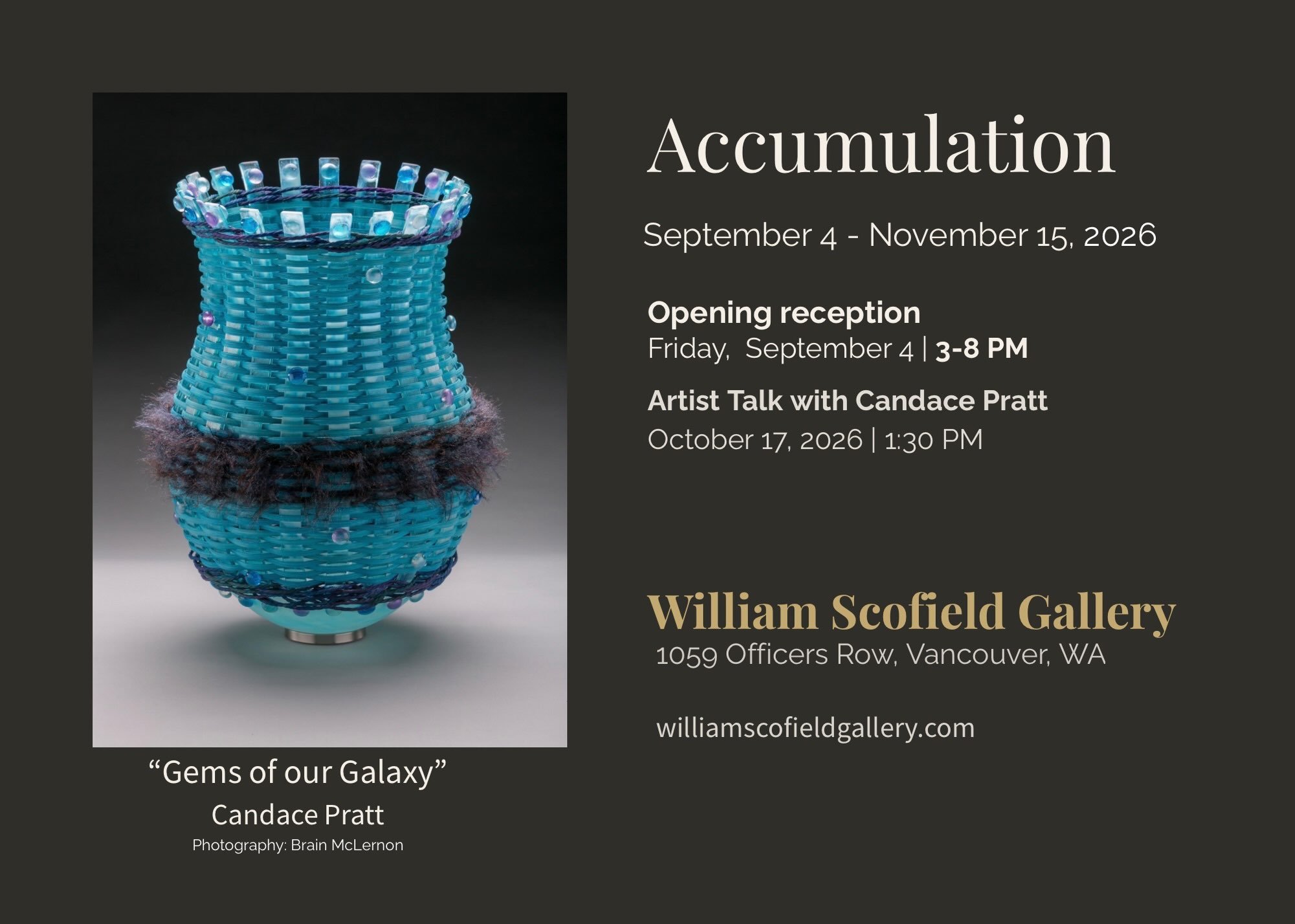 Tomorrow at William Scofield Gallery &mdash; Artist Talk with @candacegpratt .

Join us Saturday, October 17 at 1:30 PM as Candace talks about her work and process featured in Accumulation.

Accumulation is on view through November 15.

#Contemporary
