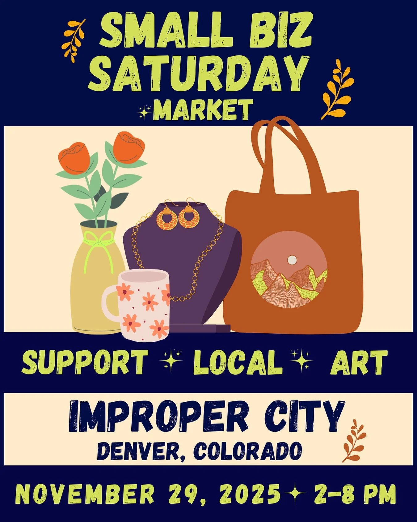 We can&rsquo;t wait for our next market! Join us in shopping Small Business Saturday on November 29th from 2-8PM. We will have local artists selling jewelry, glass art, paintings, clothing, gift cards, permanent jewelry, and hats. We will also have b