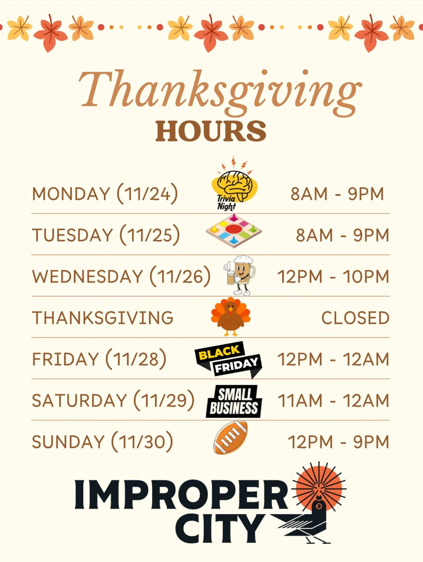 Thanksgiving Hours Update! We&rsquo;re so grateful for our amazing community. Please note our adjusted hours for the holiday. Wishing you a warm and wonderful Thanksgiving!

#thanksgiving #updatedhours #newhours #thanksgivingweek #givethanks