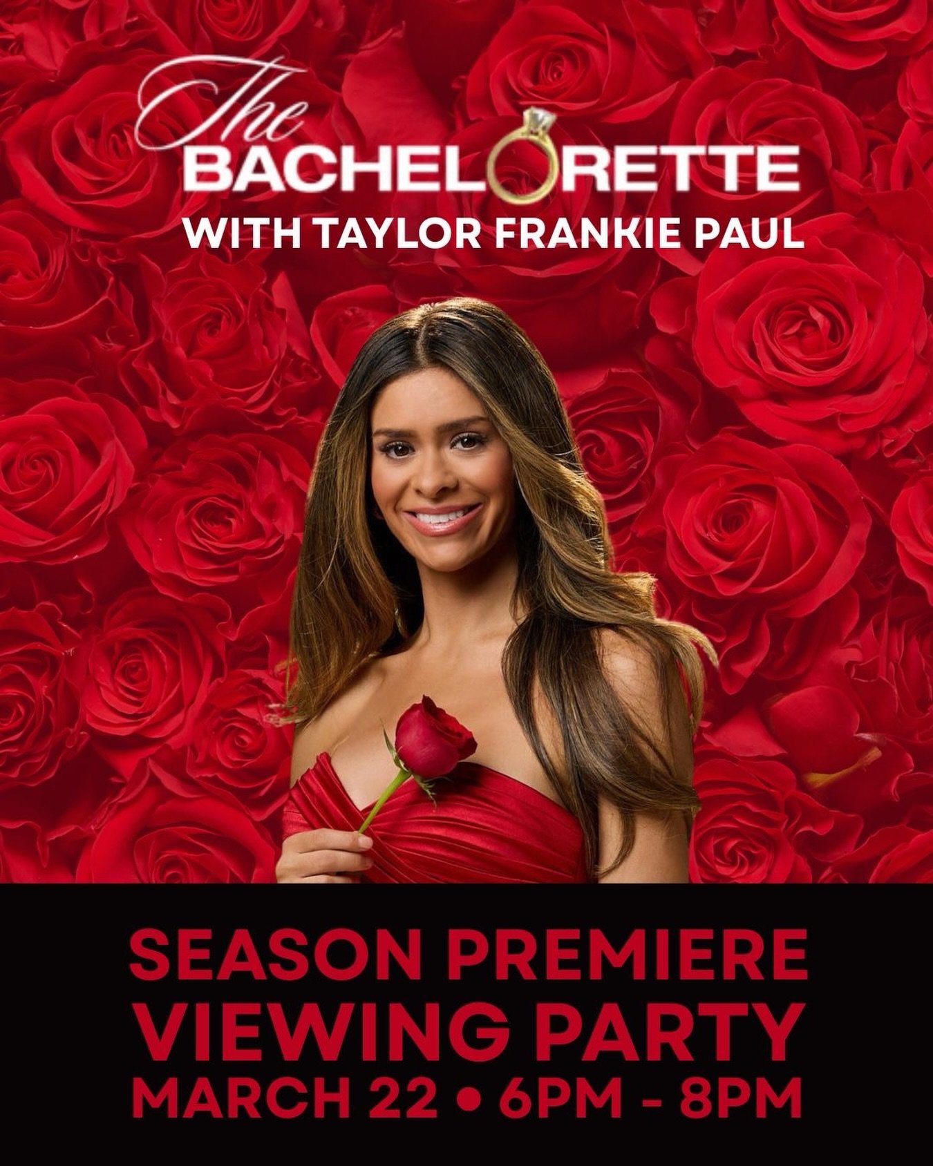 Join us on March 22nd at 6PM for the season premiere of The Bachelorette with Taylor Frankie Paul. We will have it showing in the RiNo Room on the projector with sound. Come watch the drama unfold! Link in bio. 🌹

#thebachelorette #taylorfrankiepaul