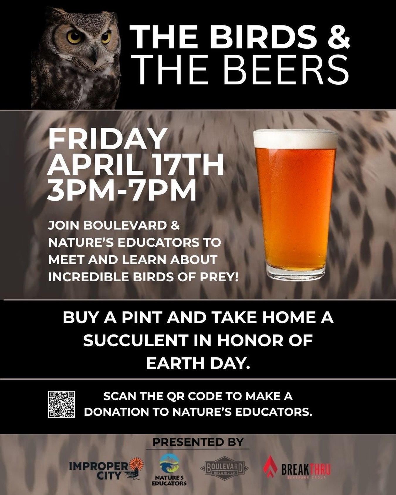 Grab a drink and get a little wild with us.

Join us for The Birds &amp; Beers, where you&rsquo;ll have the chance to meet *live birds of prey* right at the bar. Get up close, snap some unforgettable photos, and learn a bit about these incredible cre