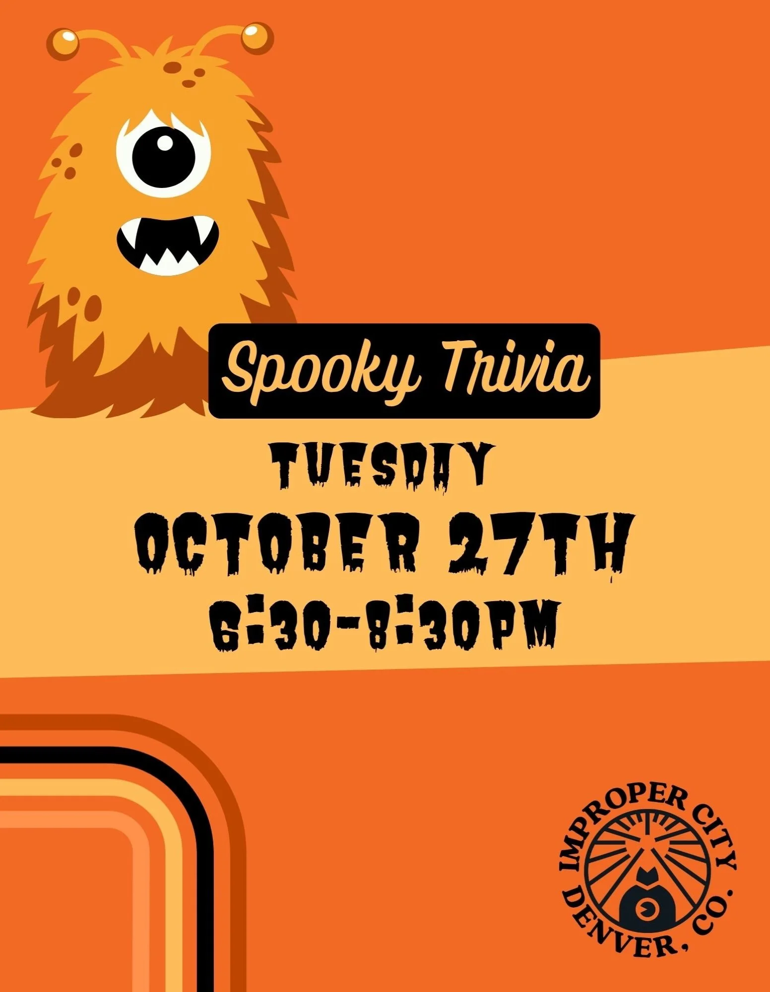 Trivia is on TUESDAY next week from 6:30-8:30PM! Join us for spooky themes and a scary good time! 

#spookyseason #trivianight #halloweek #halloween #denver