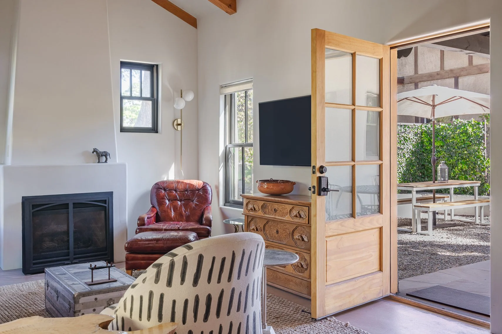 Real estate photography of a living room entrance in a Santa Fe residential property