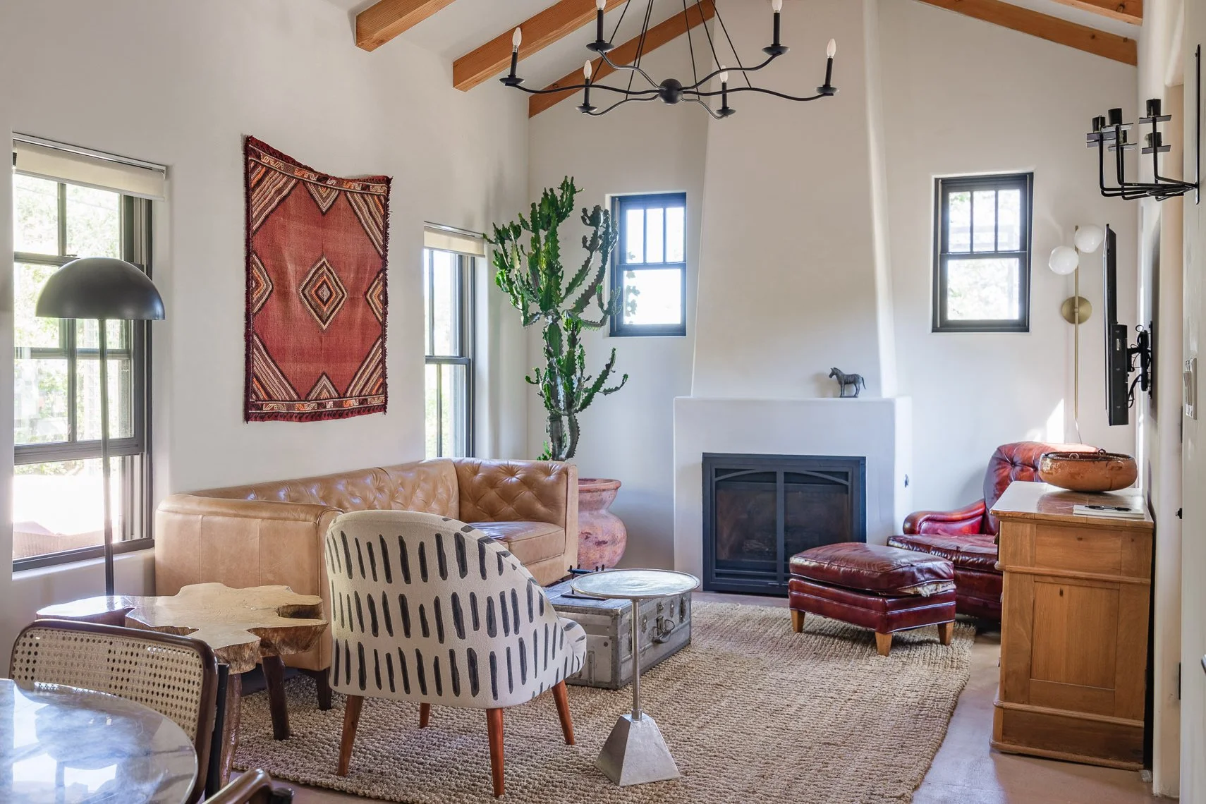 Interior real estate photography of a living room in a Santa Fe, New Mexico home