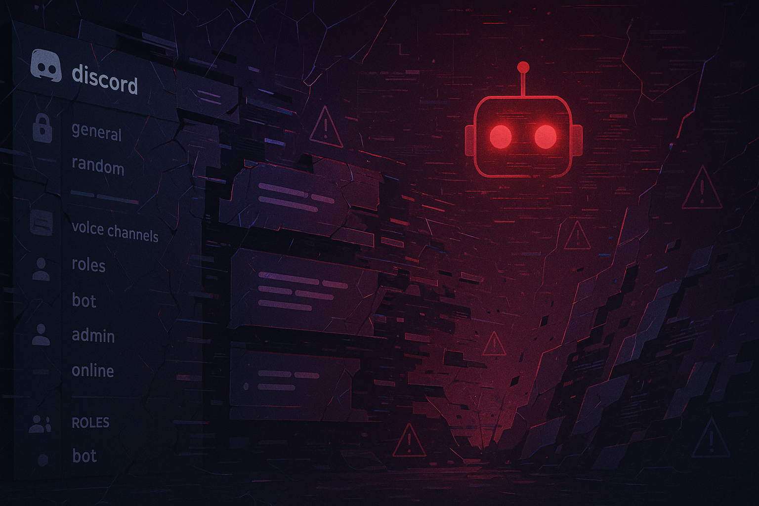 Futuristic Discord server interface with security bot scanning for threats in 2025