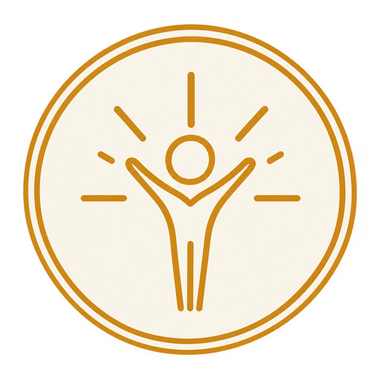 A clock with a minimalist design, featuring a human figure with arms raised like a clock hand, symbolizing vitality and wellness.