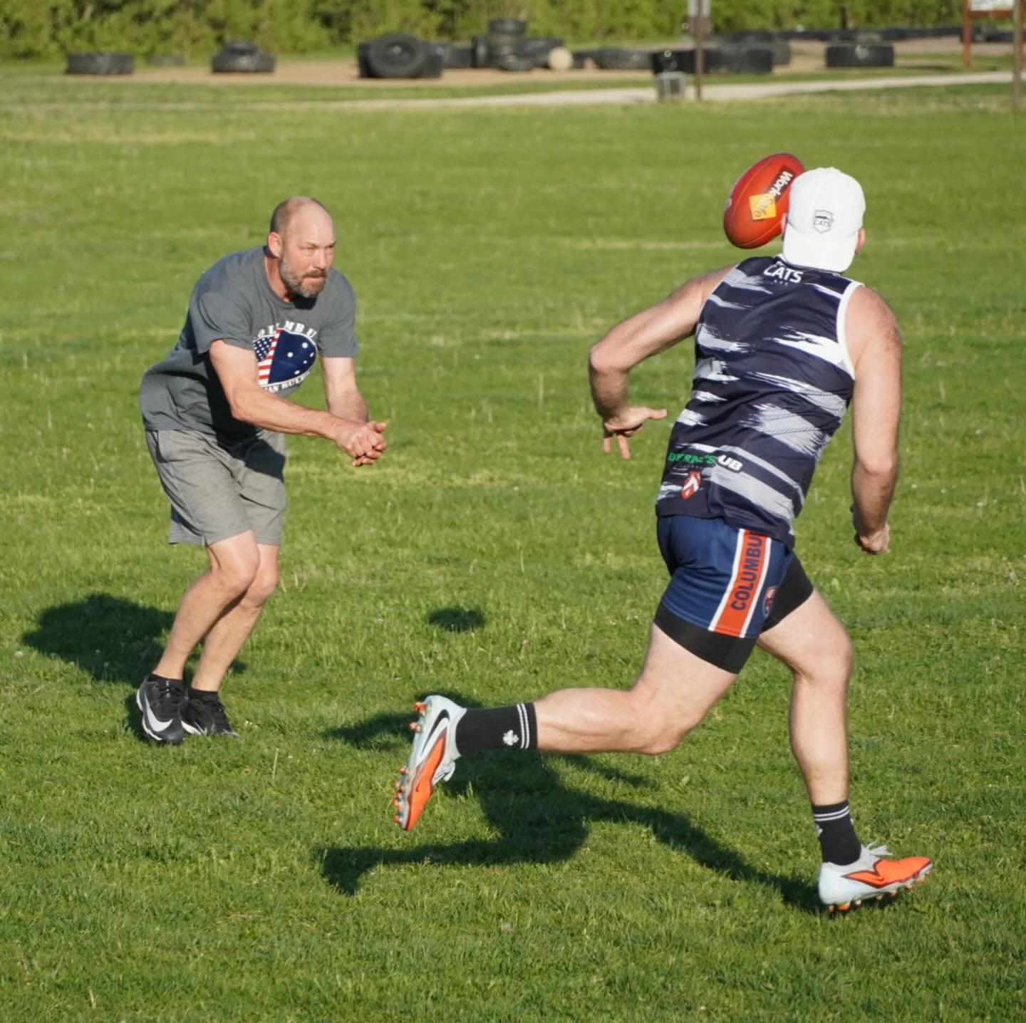 Was perfect weather for Thursday&rsquo;s footy training as Coach broke out the tackle bag + bump pads to simulate more game situation contact. A half-field scrimmage and goal kicking helped sharpen skills ahead of the season&rsquo;s first game AWAY a