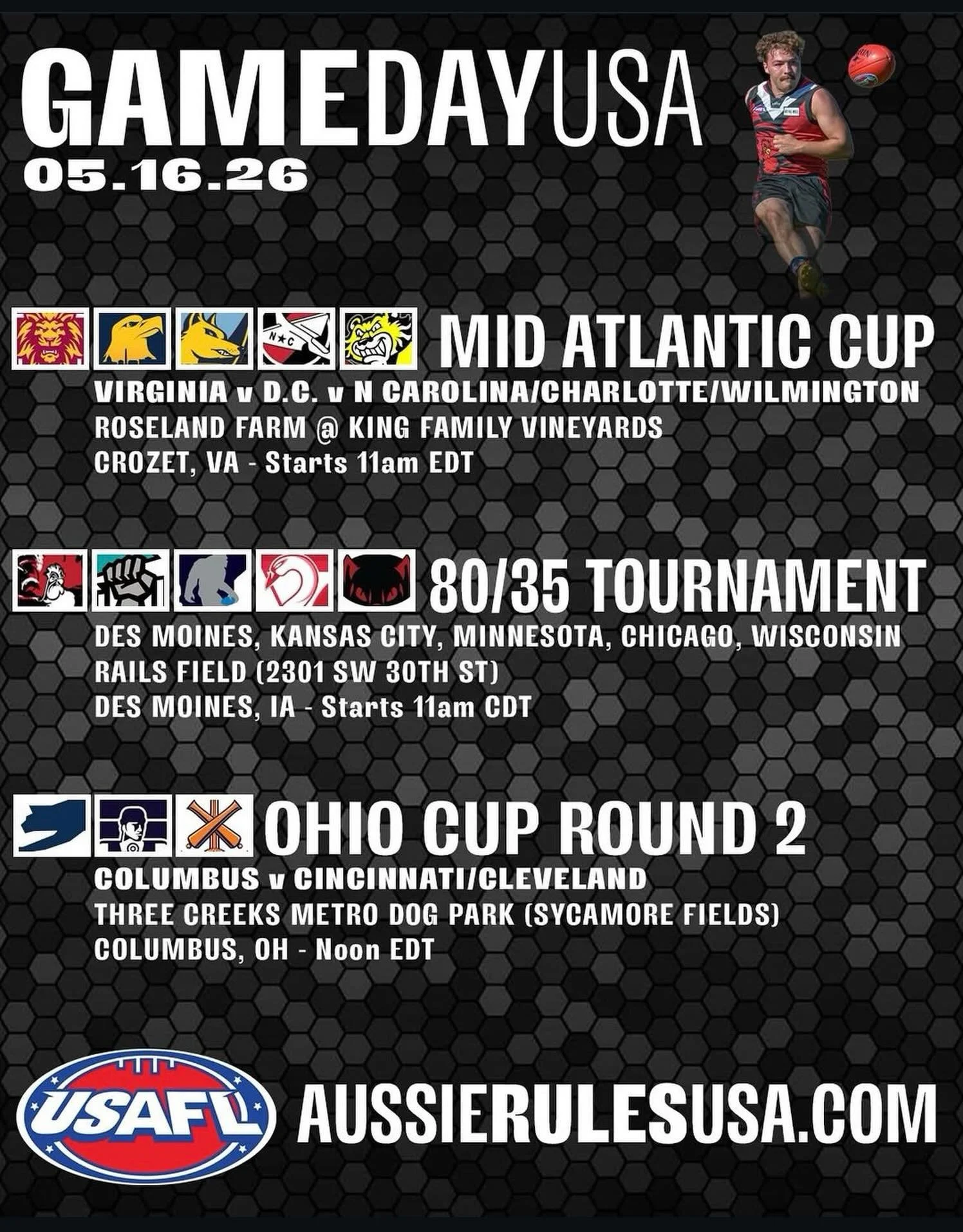 Some great matchups from around the @usafl1997 this weekend, including right here in Columbus, Ohio!